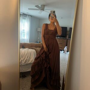 Free People Brown Maxi Sundress for Wedding Guest